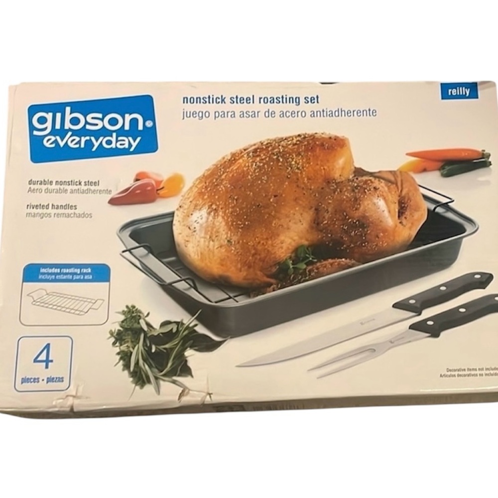 Gibson Everyday Nonstick Steel Roasting Pan & Rack Set